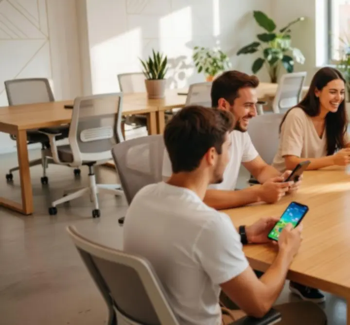 A Pay Lounge Hub magyar mobiljátékos és szakújságíró csapata közös munka közben.